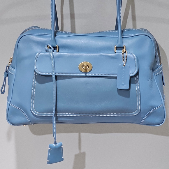 Coach Handbags - Vintage Coach Penelope Sachel / Travel Bag Purse # 9766 (Turquoise Blue)